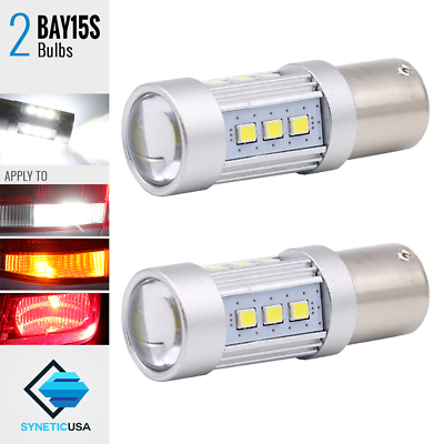 #ad BAY15S High Power 1100LM 6000K White Brake Tail Turn Signal 2835 LED Light Bulbs $14.49