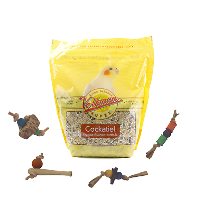 #ad Volkman Avian Science Super Cockatiel Food No Sunflower Bird Seed with Foot Toy $22.95