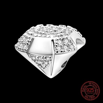 #ad Authentic 100% 925 Sterling Silver diamond ring Charm for Bracelet or necklace $16.00