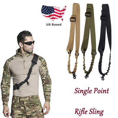 #ad Single One Point Rifle Sling Tactical Gun Strap Adjustable Tactical Airsoft Hunt $8.48