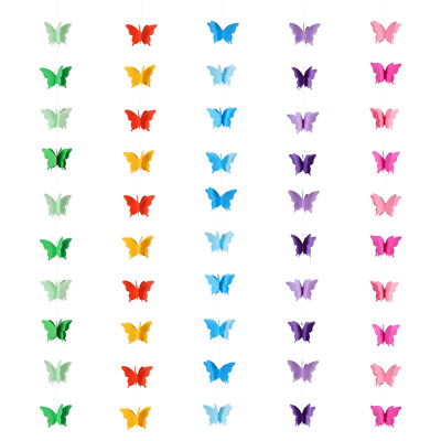 #ad 10 Pcs Paper Butterfly Flag Birthday Banner Party Decoration $12.40