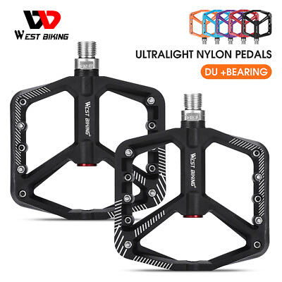 #ad #ad WEST BIKING Bicycle Pedals DU Bearings MTB Cycling Nylon Bike Pedals 9 16 in $21.98
