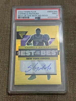 #ad 2022 23 Panini Flux Best Of The Best GOLD Carmelo Anthony AUTO 10 PSA 9 $400.00