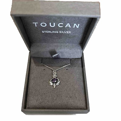 #ad Toucan sterling silver 18 Inch Scottish Thistle W Amethyst Stone Necklace GBP 29.99