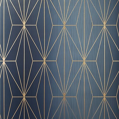 #ad Diamond Triangle Geometric lines wallpaper navy blue bronze Metallic Textured 3D $3.82