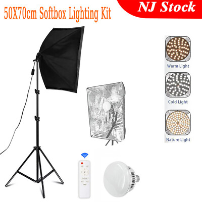 #ad US 80W LED Bulb 50X70cm Softbox Continuous Lighting Kit with Remote For Shoot $33.49
