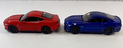 #ad *BRAND NEW* Welly 1:24 2 Diecast Cars 2015 Ford Mustang GT 5.0 Red Blue No Mirro $39.95