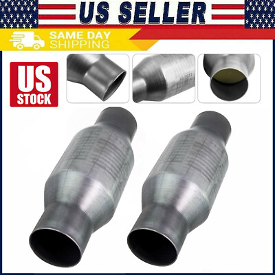 #ad 2PCS 2.5quot; Universal High Flow Performance Stainless Catalytic Converter 425250 $44.23