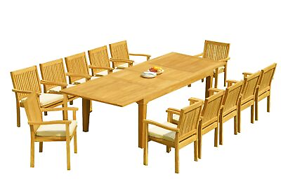 #ad 13pc Grade A Teak Dining Set Caranas Rectangle Table Leveb Stacking Arm Chairs $4060.23