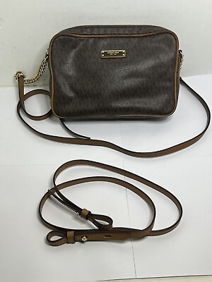 #ad Michael Kors Women#x27;s Brown w Logo Handbag Purse Shoulder Bag $29.99