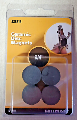 #ad Hillman Ceramic Disc Magnets. 3 4 Inch. 8 Pack. Refrigerator. Craft. Round $9.99
