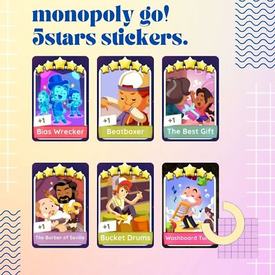 #ad Monopoly go 5 stars stickers⚡️ FAST DELIVERY ⚡️⚡️ $6.20