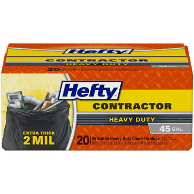 #ad Hefty Heavy Duty Contractor Extra Large Trash Garbage Bags 45 Gallon 20 Count $12.21