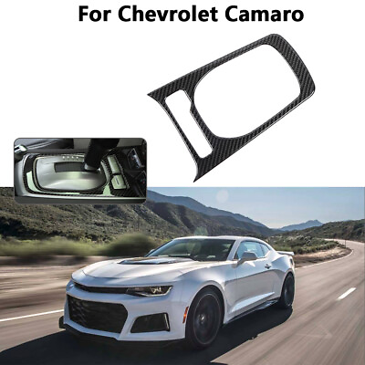#ad For 2012 2015 Chevy Camaro Real Carbon Fiber Gear Shift Panel Sticker Cover Trim $22.29
