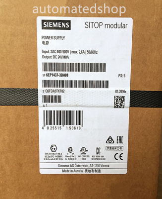 6EP1437 3BA00 Siemens SITOP regulated switching power supply MODULAR 24V 40A $840.00