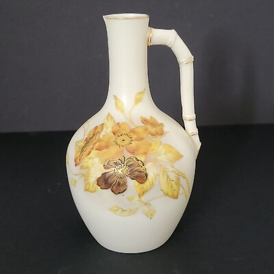 #ad Royal Worcester Antique Handled Porcelain Vase Hand Painted Floral 8quot; Circa 1890 $299.99