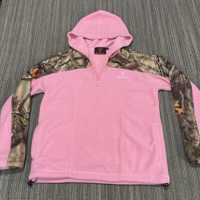 #ad Huntworth Fleece Hoodie Womens Large Pink Camo Camouflage Hunting Outdoor Casual $11.69