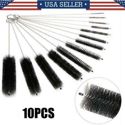 #ad US Nylon Straw Brush Cleaner Bottle Tube Pipe Small Long Cleaning 10Pcs Set $3.98