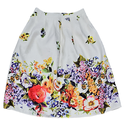 #ad Ya Los Angeles Skirt White Floral A Line Side Zip Size Medium $20.00