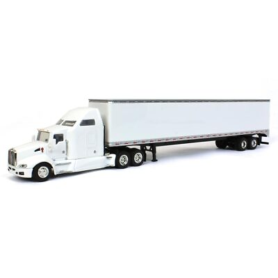 #ad 1 64 White Kenworth T660 Sleeper with Trailer with Double Rear Doors 37032 $54.99