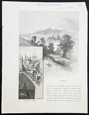 #ad 1882 Picturesque Canada Antique Print View of Sherbrooke Quebec Canada. $31.13