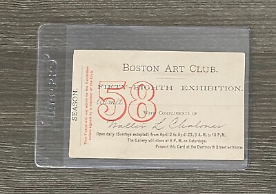 #ad Ticket to the 58th Exhibition Boston Art Club 1855 1950 Signed Wallis $89.99