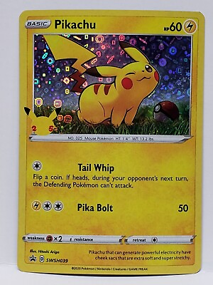 #ad Pikachu SWSH039 General Mills Promo 2020 Holo Rare Holo Pokemon TCG Card NM $3.99
