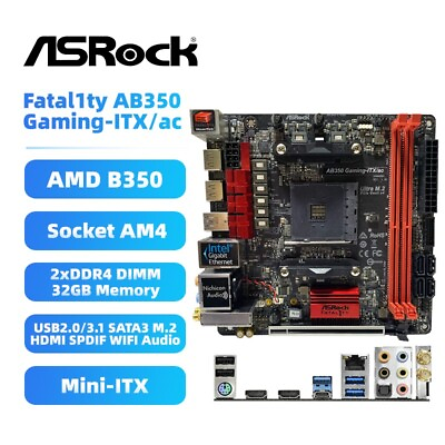 #ad ASRock AB350 Gaming ITX ac Motherboard AMD B350 AM4 DDR4 HDMI SATA3 WIFI Audio $93.00