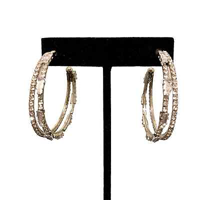#ad Crystal Glass Hoop Earrings in Silver $12.00