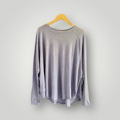 #ad Zella Relaxed Long Sleeve Slub Jersey Tee T Shirt Women Size Large Thistle Blue $19.94