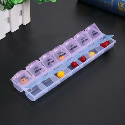 #ad Weekly Pill Case 14 Grids 7 Days Medicine Tablet Dispenser Organizer Pill Box Fo $8.69