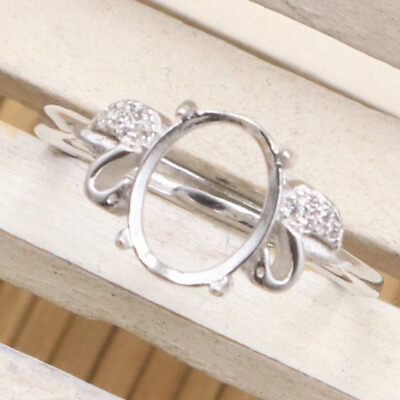 #ad Semi Mount Ring 925 Sterling Silver Handmade Gemstone Size 10x12 mm Oval Shape $413.82