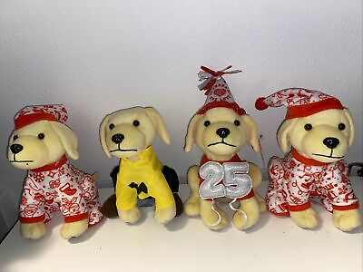 #ad Lot of 4 Raising Canes Dog Christmas 25 Birthday Snoopy Plush Animals $31.98