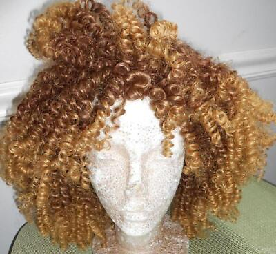 #ad 14quot; Wig 2 Tone Super Curly Spiral Curl Adjustable Soft Natural Full For Costume $17.97