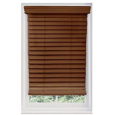 #ad Custom Made Cordless 2quot; Real Wood Horizontal Blind w Crown Valance $441.84