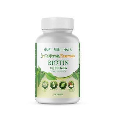 #ad Biotin 10 000 mcg Maximum Strength High Potency 300 Tablets Hair Skin and Nails $19.95