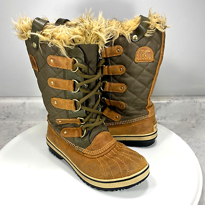 #ad Sorel Tofino Camel amp; Green Lace Up Winter Snow Boots Women#x27;s Size 7 Insulated $36.95