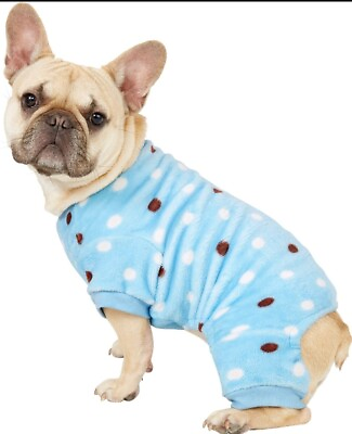 #ad Frisco Cozy Fleece PJs Jumpsuit Pajamas Pet Large L ♡ Blue Polka Dot ♡ Dog Cat $9.99