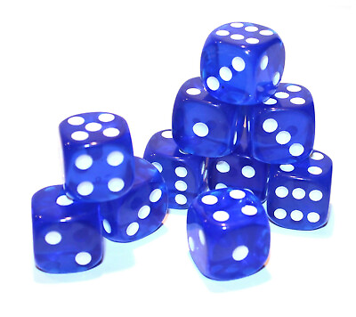 #ad New Set of 10 Translucent Rounded Corner 16mm Dice 5 8quot; Game Dice – Blue $10.95