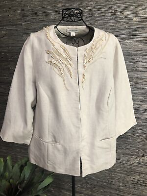 #ad 20 22 Plus Blazer jacket embroidered 3 4 sleeve Coldwater Creek #98 $37.85