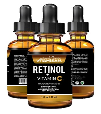 #ad VITAMIN C SERUM 30% E RETINOL HYALURONIC ACID HA Organic Anti Aging $11.80
