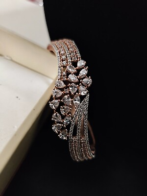 #ad CZ Silver Rose Gold Stunning Party Wear Bracelet Statement Hand Jewelry $55.64