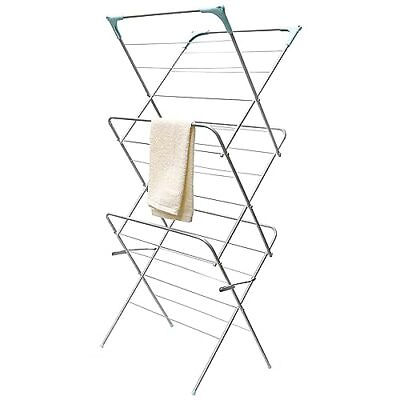 #ad Metal Rack for Hanging Silver Clothes Dryer 3 Tier Misc. Grey $67.77