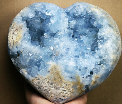 #ad 12.4lb Top Gorgeous Natural Blue Celestite Heart Geode Rough Quartz Crystal $367.99