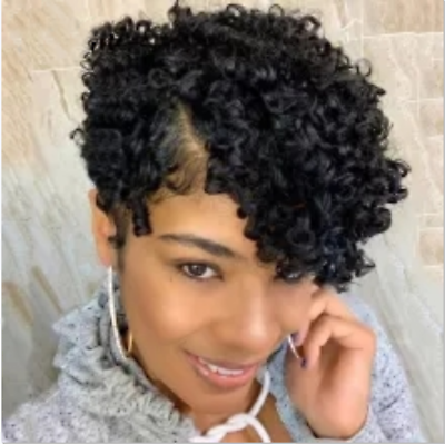 #ad Women Short Afro Curly Wave Hair Black Wigs Synthetic Pixie Cut Heat Resistant $18.78