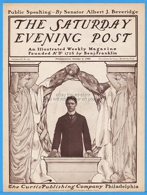 #ad 1900 Saturday Evening Post Public Speaking Mills Thompson Art Front Cover Only $12.14