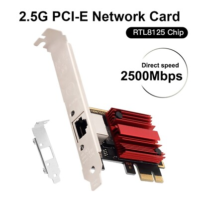 #ad 2.5Gbps PCI E Network Adapter PCIe X1 Card RTL8125 NIC Lan Ethernet Network Card $13.89