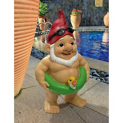 #ad Design Toscano Pool Party Pete Naked Gnome Statue $43.90
