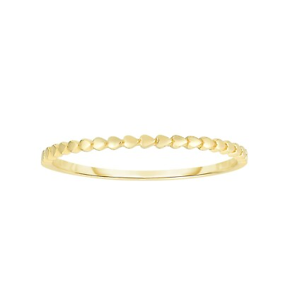 #ad Hearts Stackable Textured Ring Real 14K Yellow Gold Size 7 $80.84