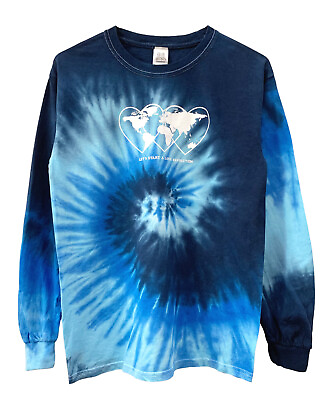 #ad Love Revolution Ocean Blue Tie Dye Graphic Long Sleeve Unisex Tee $25.00